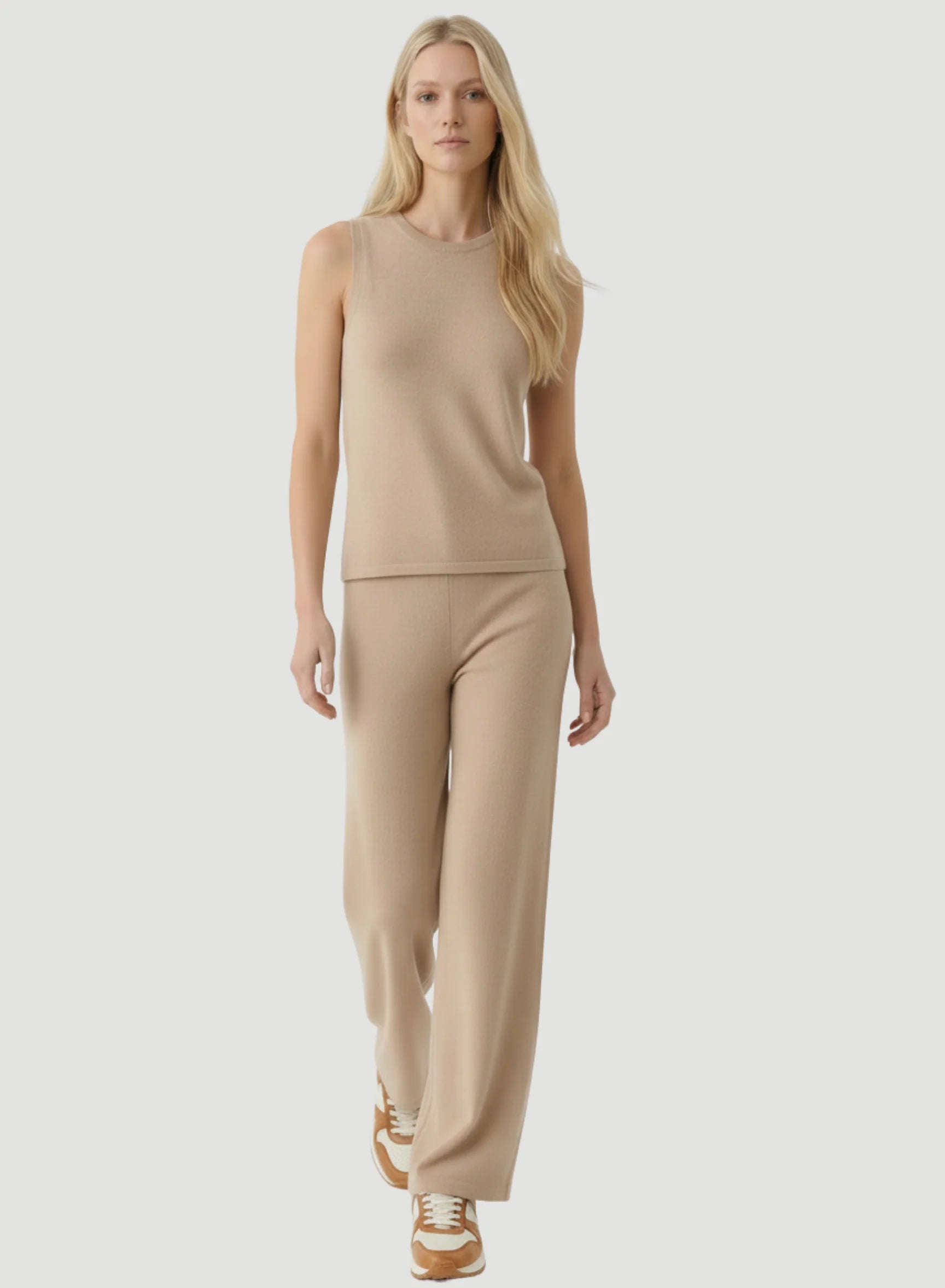 100% Machine Washable Cashmere Sleeveless Crewneck T-Shirt