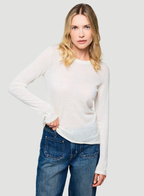 100% Machine Washable Cashmere Long Sleeve Crewneck T-Shirt