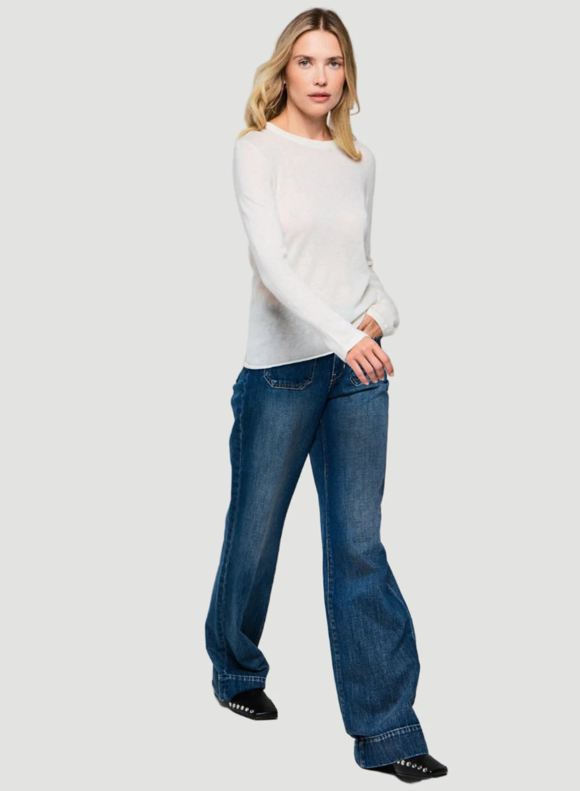 100% Machine Washable Cashmere Long Sleeve Crewneck T-Shirt