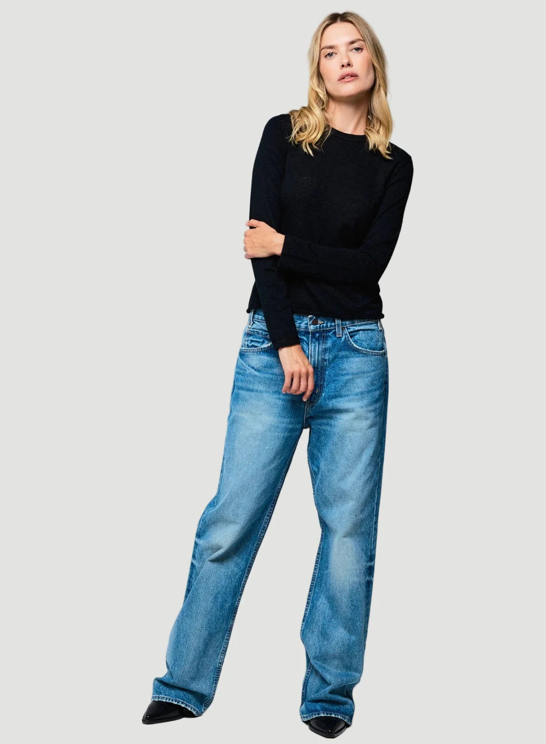 100% Machine Washable Cashmere Long Sleeve Crewneck T-Shirt