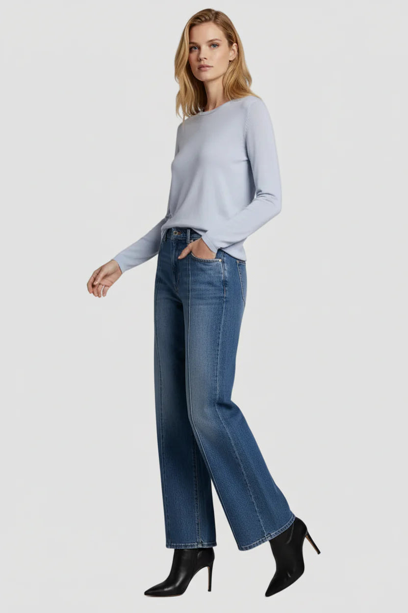 100% Machine Washable Cashmere Long Sleeve Crewneck T-Shirt