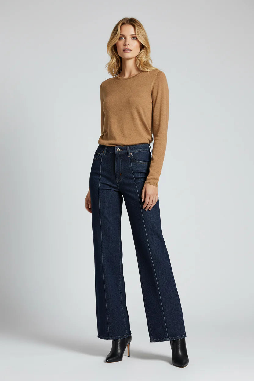 100% Machine Washable Cashmere Long Sleeve Crewneck T-Shirt