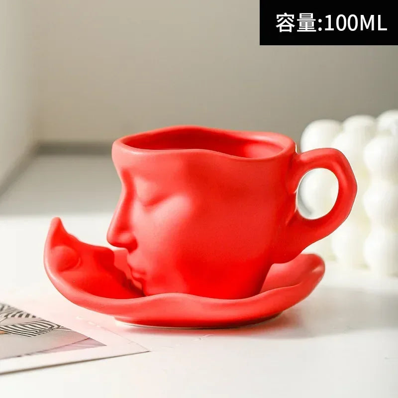 100ml Face Art Personality Creative Ceramic Concentrated Beauty Italian Tea Coffee Cup Valentine's Day Wedding Gifts
