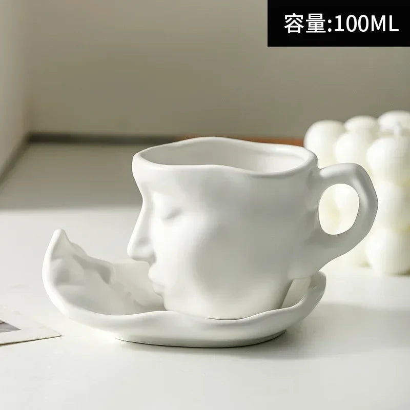 100ml Face Art Personality Creative Ceramic Concentrated Beauty Italian Tea Coffee Cup Valentine's Day Wedding Gifts