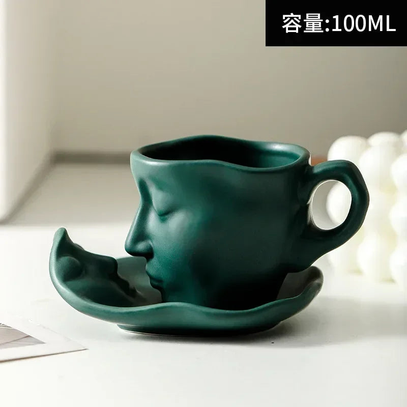 100ml Face Art Personality Creative Ceramic Concentrated Beauty Italian Tea Coffee Cup Valentine's Day Wedding Gifts