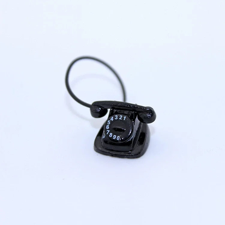 1:12 Home Decor Figurines Alloy Vintage Rotary Telephone Mini Retro Phone Model Miniature Phone Dollhouse Baby House Accessories