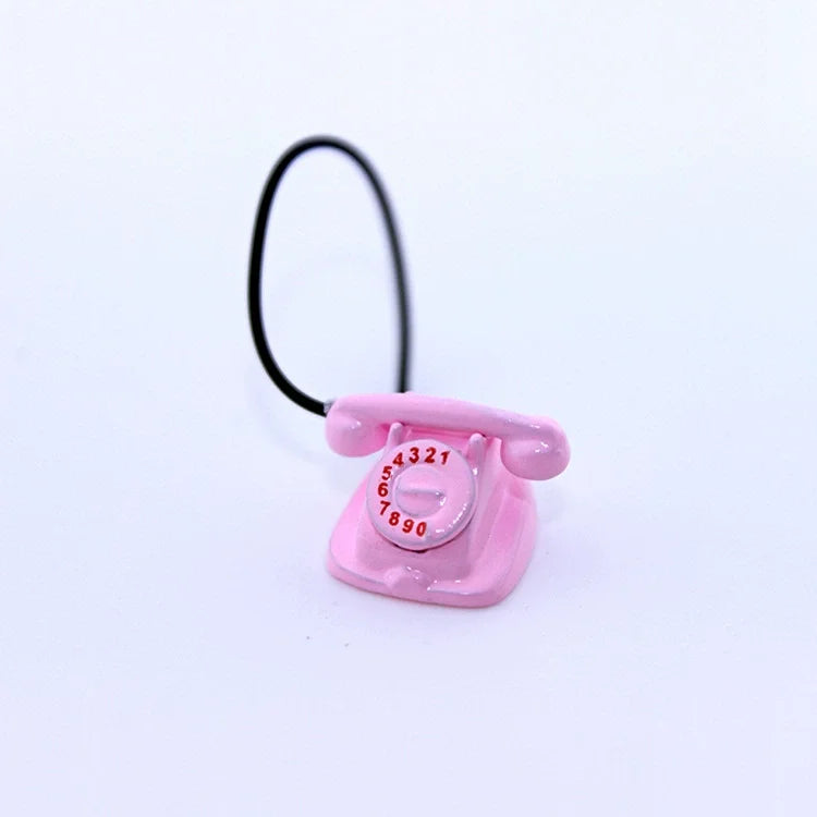 1:12 Home Decor Figurines Alloy Vintage Rotary Telephone Mini Retro Phone Model Miniature Phone Dollhouse Baby House Accessories