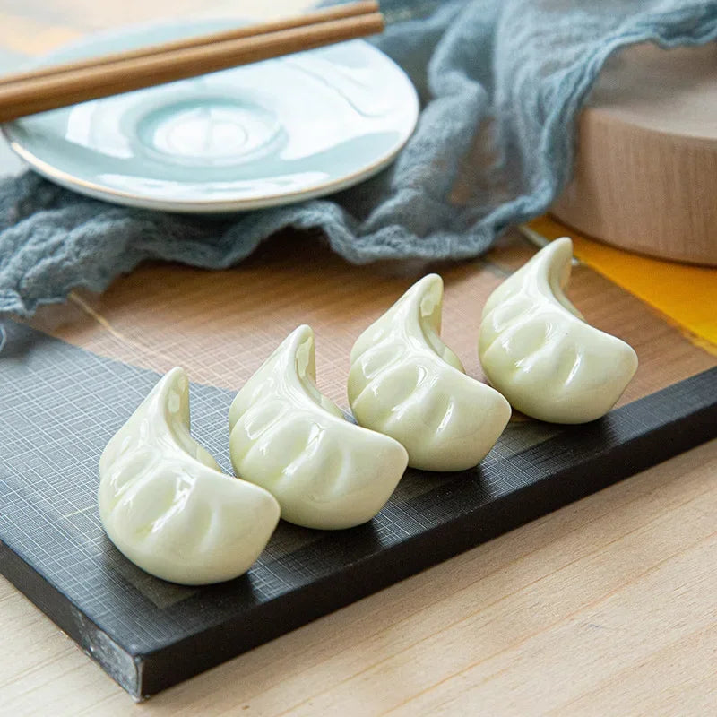 2-3PCS Cute Dumpling Shape Ceramic Chopsticks Holder Stand Chopstick Rack Pillow Japanese Style Kitchen Tableware Tools