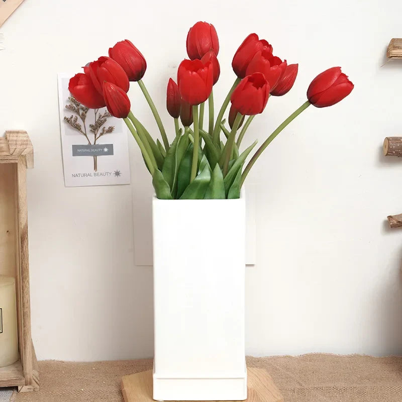 1PCHigh Quality Silicone Real Touch Five-headed Tulip Bouquet Wedding Home Decoration Indoor Artificial Flower Plant Living Room